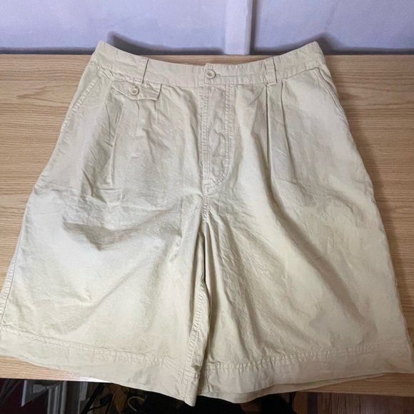 Free People khaki loose fit button up long shorts! 12 - Picture 1 of 10